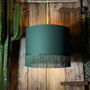 Hunter Green Cotton Lampshades With Gold Or Copper Lining And Green Fringing, thumbnail 6 of 10