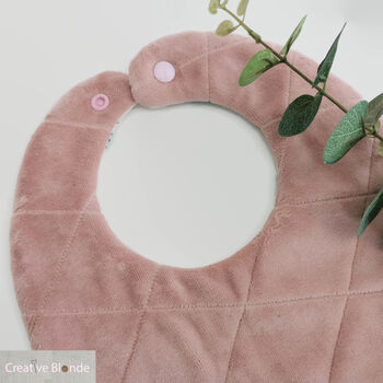 Personalised Pink Velour Bib Set, New Baby Gift, 5 of 12