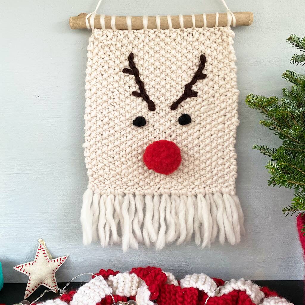 Reindeer Wall Hanging Easy Knitting Kit, 1 of 4