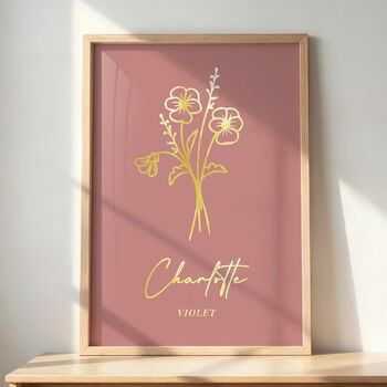 Personalised Birth Flower Gold Print, 2 of 6