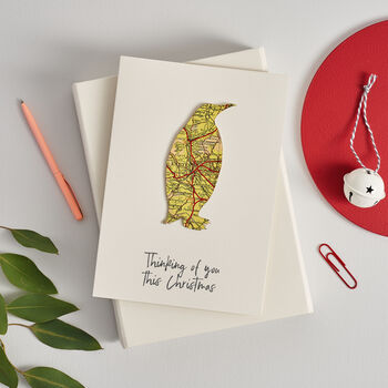 Personalised Map Penguin Christmas Card, 3 of 5