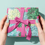 Luxury Succulent Print Pink Gift Wrap Sheets, thumbnail 2 of 5