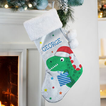 Personalised Dinosaur Stocking For Kids Christmas, 2 of 4