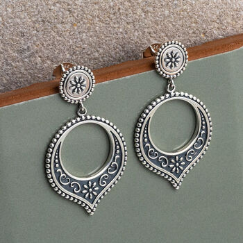 Sterling Silver Harbala Dangly Studs, 2 of 4