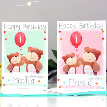 Personalised Bear Sibling Birthday Card, 7 of 9