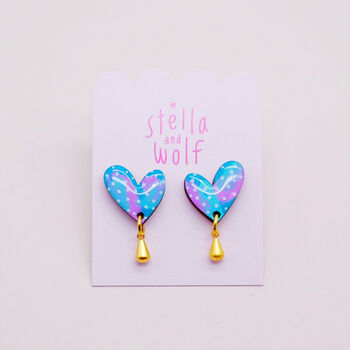 Colourful Abstract Heart Drop Earrings, 11 of 11