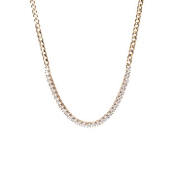 Sterling Silver Gold Plated Cz Tennis Curb Necklace, 4 of 7