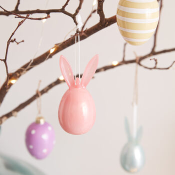 Six Pastel Glass Bunny Egg Decorations, 2 of 4