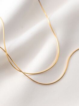 14k Gold Or Silver Herringbone Snack Chain Necklace, 3 of 8