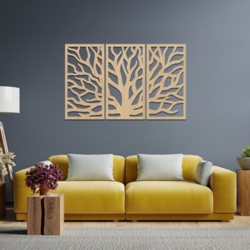 Modern Three Panel Tree Of Life Wooden Wall Art, 6 of 12