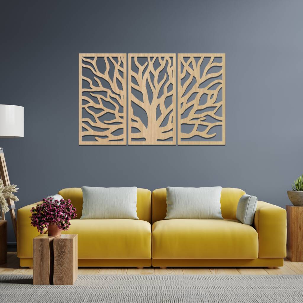 Modern Three Panel Tree Of Life Wooden Wall Art By Duke Craft ...