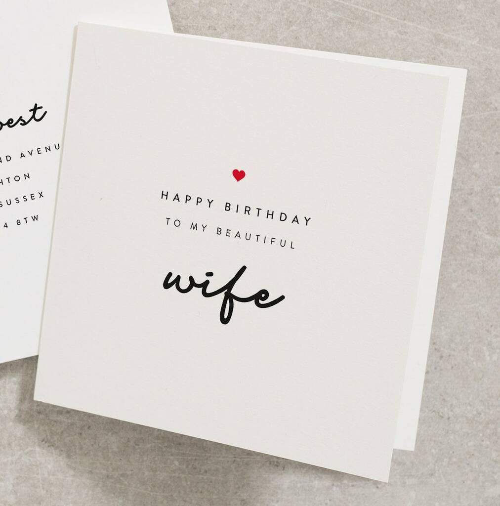 Romantic Wife Birthday Card For Her By Twist Stationery ...