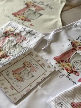 Personalised Baking Apron Gift, Custom Watercolor Apron, Tea Towel Or Recipe Book, 4 of 10