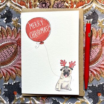 Pug Christmas Card, 2 of 2