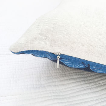 Linen Batik Cushion, Blue Whale, 3 of 4