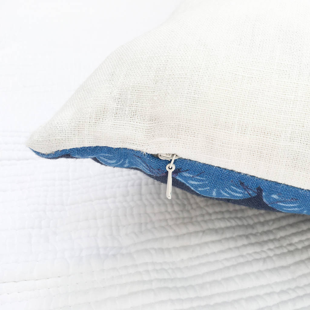 Linen Batik Cushion, Blue Whale By LibbybyDesign