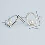 Sterling Silver Pearl Circle Drop Stud Earrings, thumbnail 5 of 6