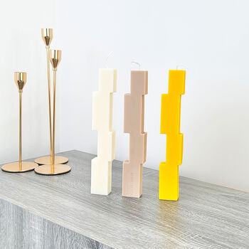 Colourful Block Pillar Candle Geometric Dinner Candles, 5 of 6