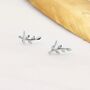 Sterling Silver Olive Branch Leaf Stud Earrings, thumbnail 3 of 11