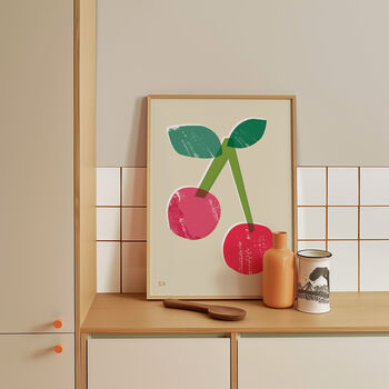 Cherry Poster, Cherry Illustration, Mid Century Print, 8 of 10