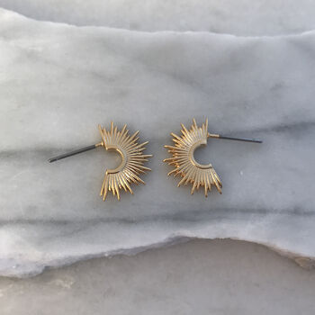 Gold Sunbeam Hoop Earrings, 3 of 3