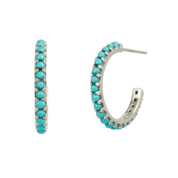 Halo Radiance Turquoise Silver/Gold Hoop Earrings, 5 of 12