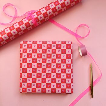 Luxury Checkered Heart, Valentine's Day Wrapping Paper, 2 of 9