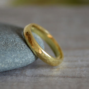 Hammered Effect Wedding Band In 18ct Yellow Gold, 2 of 4