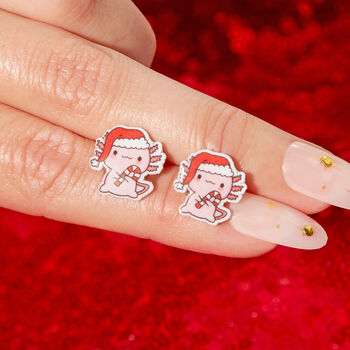 Festive Axolotl Resin Christmas Earrings, 3 of 5