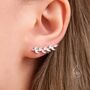 Sterling Silver Cz Leaf Crawler Earrings, thumbnail 6 of 11