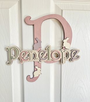 Flower Name Sign Girls Personalised Door Sign Wooden, 7 of 12