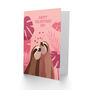 Cute Sloth Couple Hugging And Monstera Plants Valentine's Card, thumbnail 2 of 6