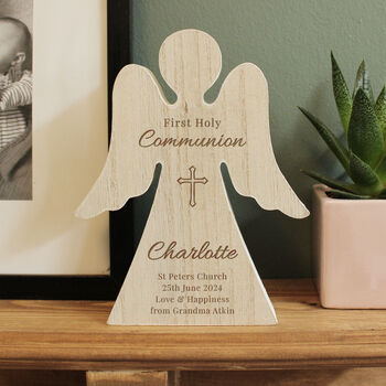 Personalised First Holy Communion Wooden Angel, 2 of 2