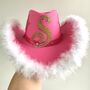 Personalised Hot Pink Fluffy Cowboy Hat, thumbnail 3 of 7