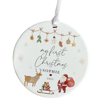 First Christmas Ceramic Ornament Keepsake Decoration Gift, 2 of 7