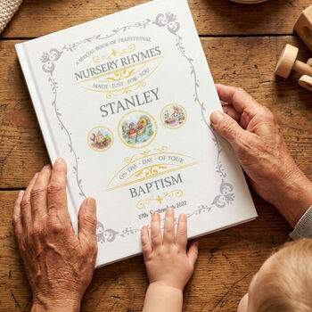 Personalised Baby Baptism Gift Book Of Nursery Rhymes, 2 of 12