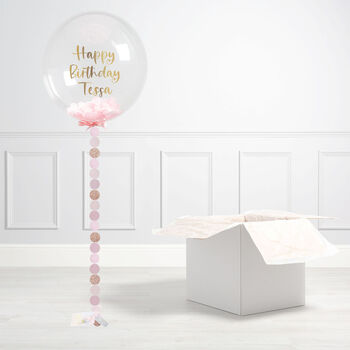 Personalised Rose Gold Circle Confetti Bubble Balloon, 3 of 3