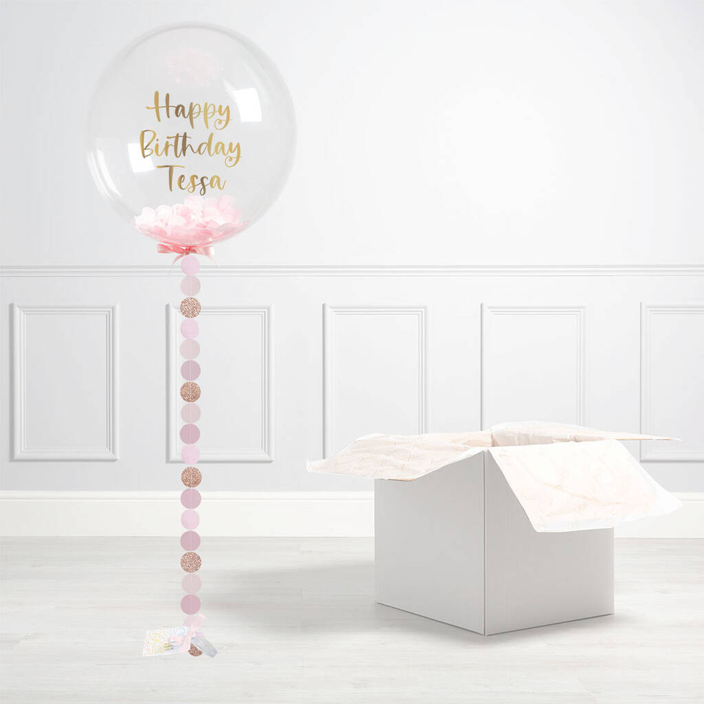 Personalised Rose Gold Circle Confetti Bubble Balloon By Bubblegum Balloons