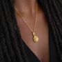 Personalised Gold Plated Sterling Silver October Marigold Birth Flower Pendant Necklace, thumbnail 2 of 9