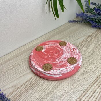 Pink Marbled Round Trinket Tray Dish, 6 of 6