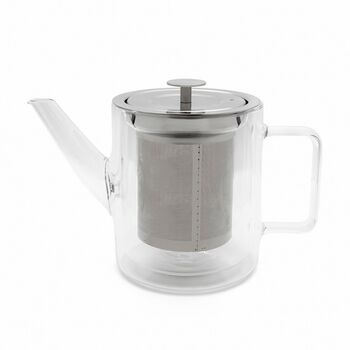 Glass Teapot San Remo Double Wall 1000ml And Steel Filter, 3 of 10