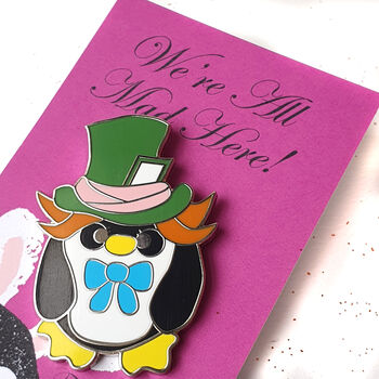 Hatter Penguin Enamel Pin: Alice In Wonderland Penguin Badge, 3 of 10