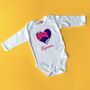 Personalised Name And Love Heart Baby Bodysuit, thumbnail 2 of 5