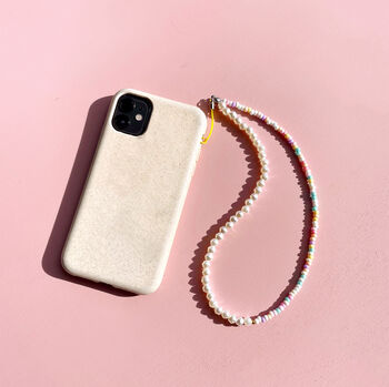 Vegan Pearl And Candy Coloured Beaded Phone Charm, 6 of 9
