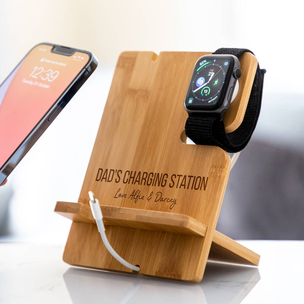 Bamboo apple watch stand hot sale