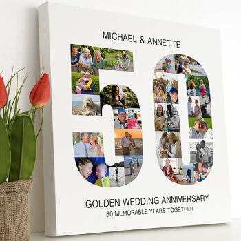 Personalised Golden Wedding Anniversary Photo Collage, 7 of 9