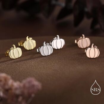 Sterling Silver Tiny Pumpkin Stud Earrings, 3 of 12