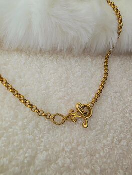 Vintage Toggle Clasp Necklace In 18 K Gold Adjustable Belcher Chain Waterproof Jewellery, 8 of 8