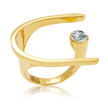 Gold Vermeil Cocktail Ring Lunaria, 9 of 10