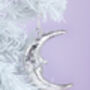 G Decor Mottled Silver Glass Crescent Moon, thumbnail 2 of 3